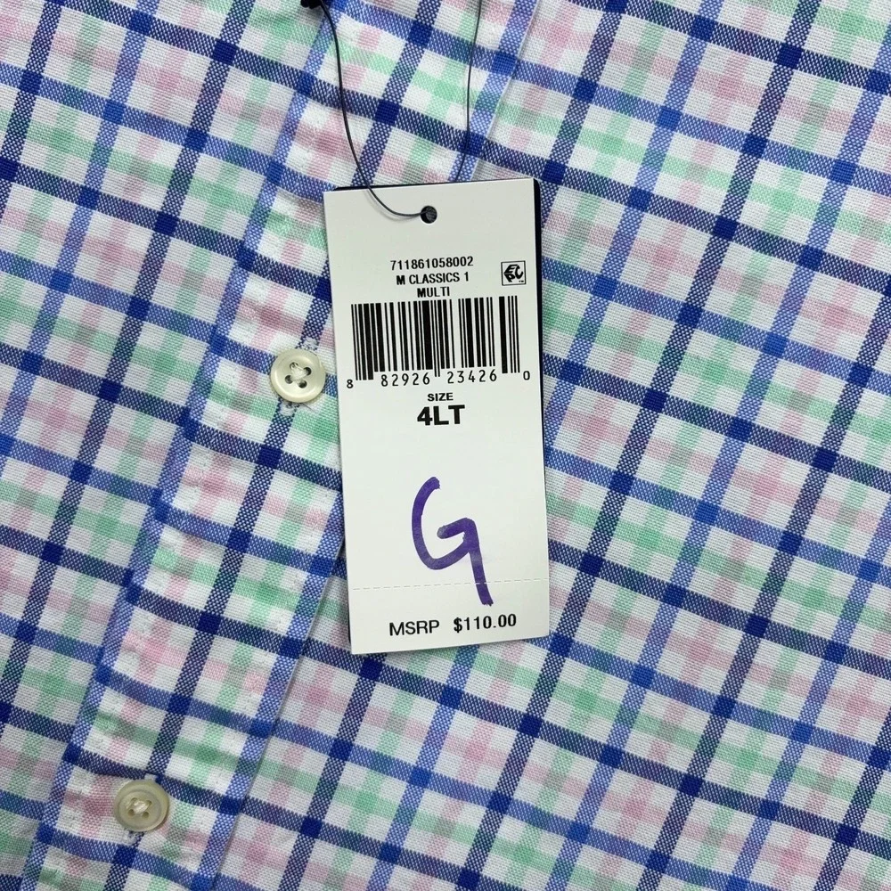 Polo Ralph Lauren OCBD Shirt Mens 4XLT Tall Multicolor Plaid Flesh Pony NWT